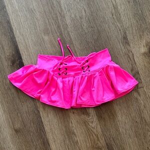 Vibrant Pink Lace-Up Mini Skirt